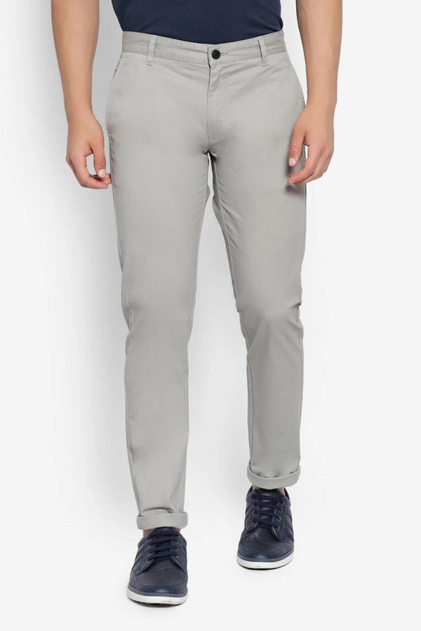 Men’s Slim Fit Light Grey Cotton Pants – Elegant Everyday Wear