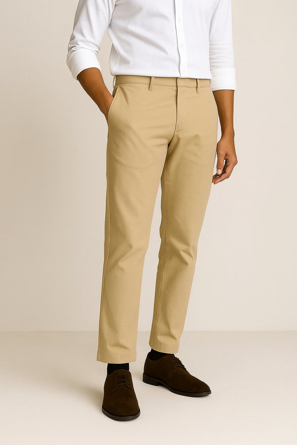 Men’s Slim Fit Khaki Cotton Pants – Elegant Everyday Wear