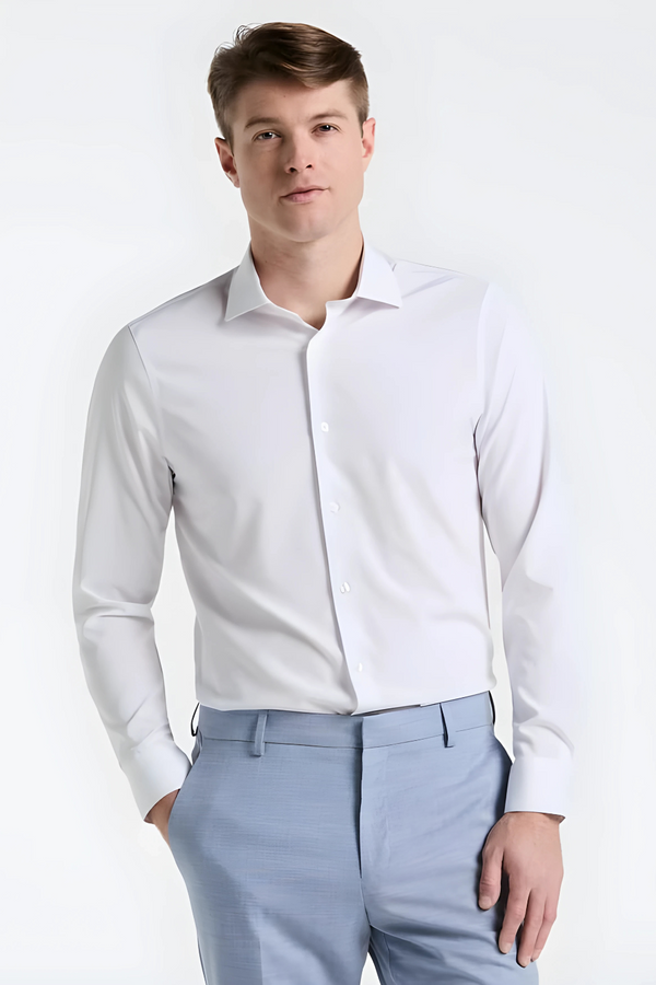 Classic White Men’s Dress Shirt – Formal, Casual & Office Wear