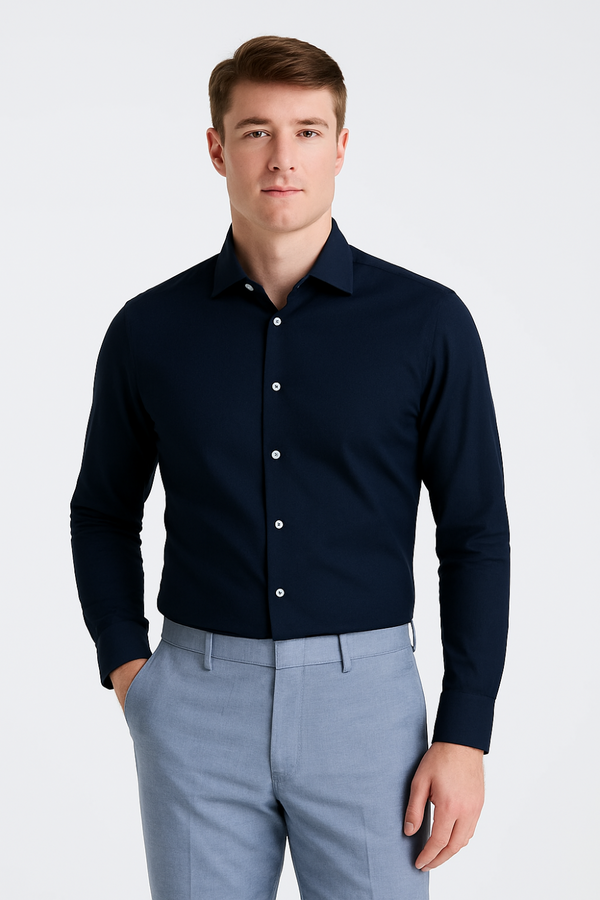 Premium Navy Blue Men’s Dress Shirt – Classic, Comfortable & Versatile