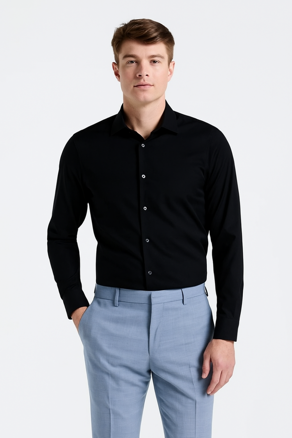 Stylish Black Men’s Dress Shirt – Formal, Business & Casual Wear