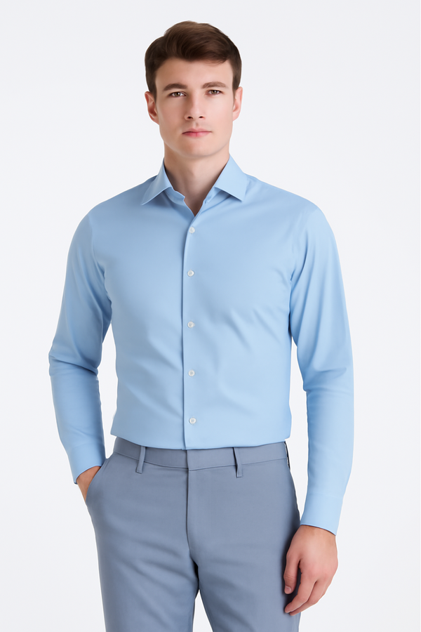 Premium Sky Blue Dress Shirt – Classic Formal & Casual Wear