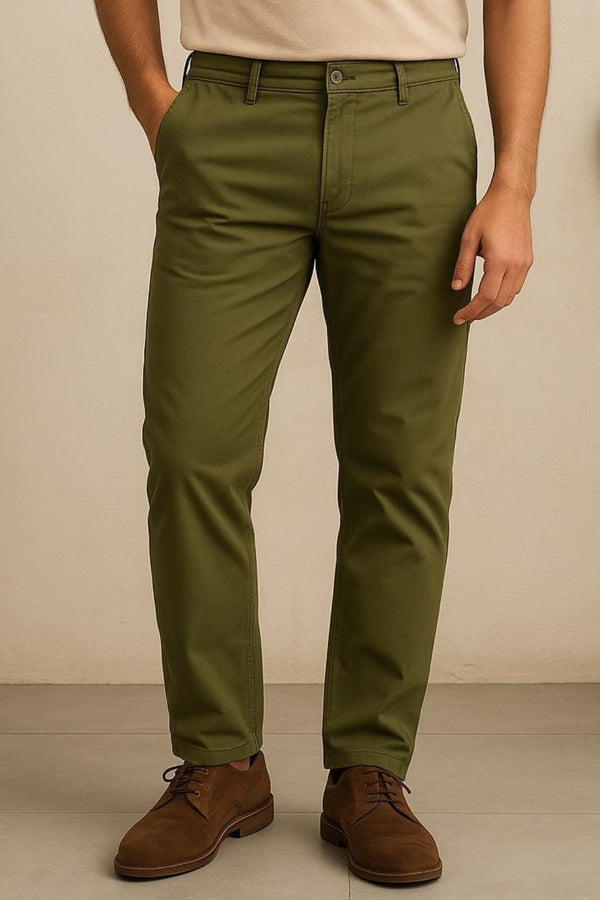Men’s Slim Fit Green Cotton Pants – Elegant Everyday Wear