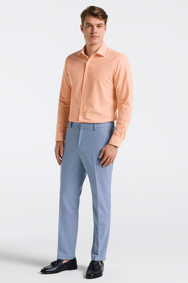 Premium Men’s Peach Dress Shirt – Elegant Formal & Casual Style