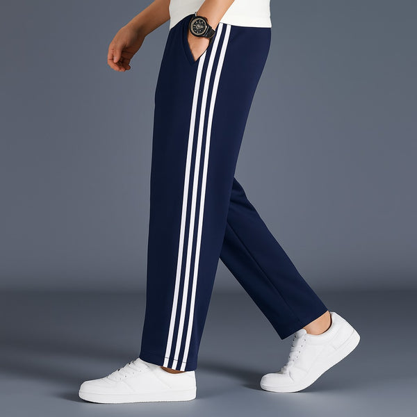 Navy Blue Grey Three Stripe Side Trouser